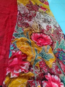 Printed Saree With Work &amp; Unstitched Blouse