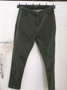 Olive Green Colour Denim Jeans