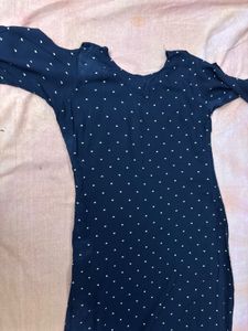 Navy Blue Polka Dot Kurta with black legging
