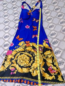 Stunning Blue Butterfly Print Midi Dress
