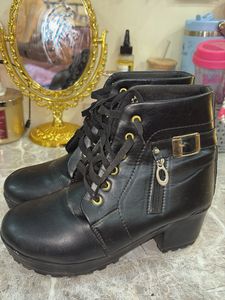 Black Lace-Up Platform Boots