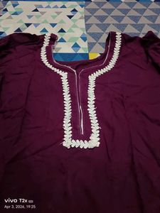 purple kurta set with lace work