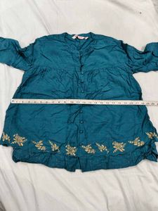 Elegant Teal Embroidered Top