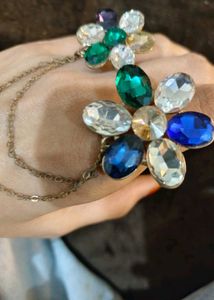 Stunning Gemstone Flower Necklace