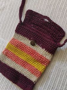 Handmade Striped Crochet Crossbody Bag