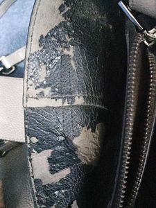 Grey Leather Bucket Bag