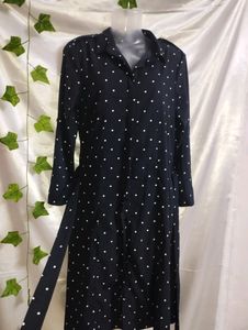 Classic Navy Polka Dot Shirt Dress