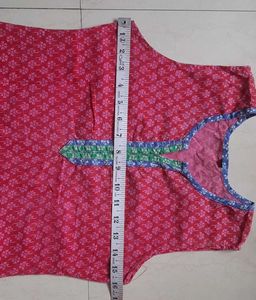 Pink Printed Sleeveless Kurta