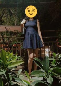 Navy Blue Sleeveless Fit and Flare Dress