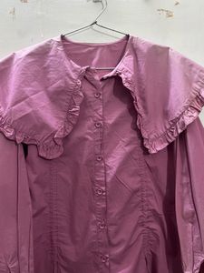 vintage  Pink Ruffle cape collar shirt
