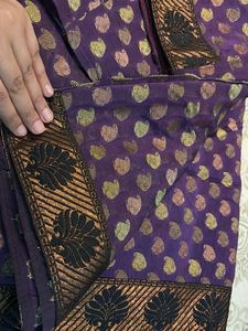 purple banarsi saree festive wear