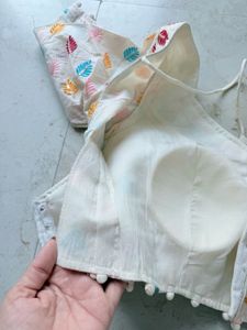 Unused Leaf Design Cotton Blouse