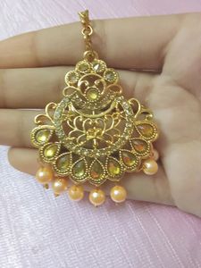 Golden Earrings And Tikka Set
