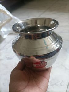 Steel mondha Vessel/ Chamboo Water Pot Small