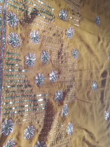 Gold Floral Embroidered Fabric