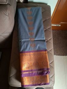 Unused Elegant Blue &amp; Orange Silk Saree
