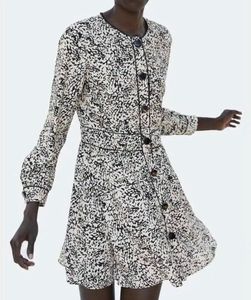 Zara leopard Printed Button-Up Mini Dress