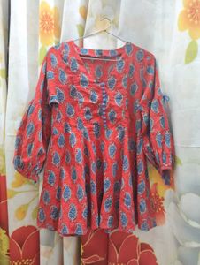 Red Paisley Print Top