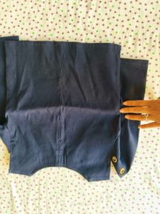 Navy Blue Striped Kurta Set with Necklace