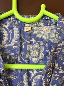 Blue Floral Print Tunic Top/ Short Kurti