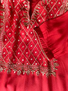 Red Embroidered Kurta