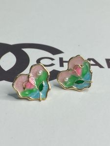 Enamel Floral Heart Earrings