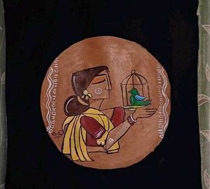 Hand-Painted Black Tote Bag