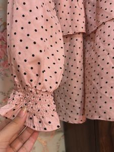 Pink Polka Dot Ruffle Dress