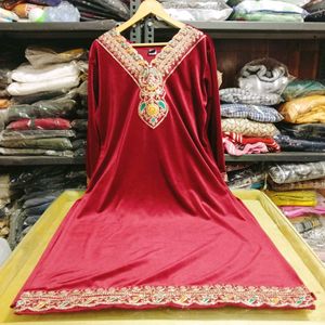 V Neck Embroidery Work Kurti Set