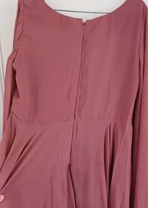 Flowing Dusty Rose Bell Sleeves Maternity Dress