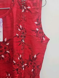 Red Floral Sleeveless Dress