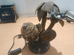 Wooden Art Work Show piece Cum Table Lamp