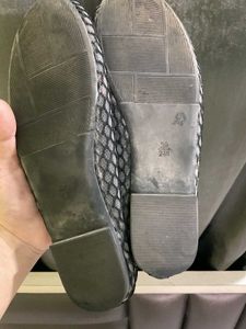Black Mesh Ballet Flats with Buckle