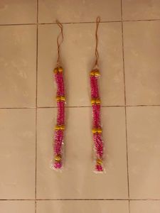 New Unused Pink and Gold Beaded Haar Mala Necklace