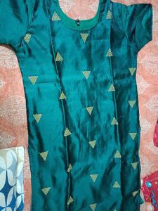 Silk Green Embroidered kurta