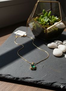 Anti Tarnish | Gold &amp; Green Jewelry Set