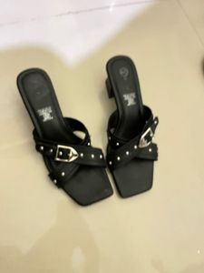 Stylish Black Studded Heeled Sandals