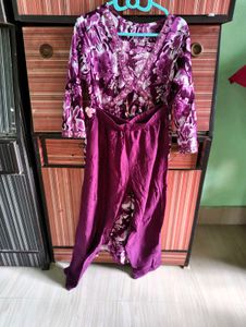 Purple Floral Print Kurti