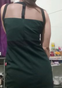 Chic Mesh Neckline Peplum Dress