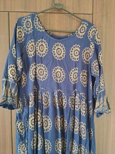 Blue Printed Anarkali Kurta