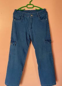 Blue Denim Cargo Pants