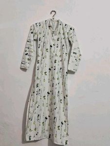 White Printed Long Kurta
