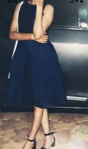 FIT AND FLARE MISS CHASE EXTRA SMALL INK BLUE DRESS