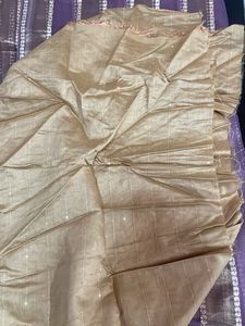 Purple Striped Saree with Gold Accents