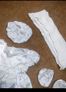 White Satin Baby Dress Set