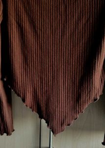 Ribbed Long Sleeve Asymmetrical Top✨