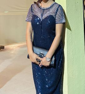 Elegant Navy Blue Embellished Gown