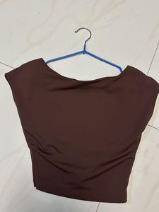 Chocolate Brown Backless Crop Top 🧸