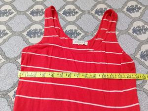 Red &amp; White Striped Sleeveless Mini Dress