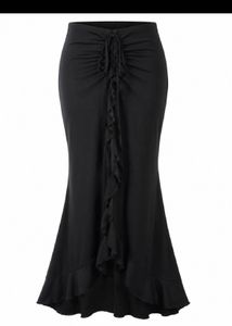 y2k Black Maxi Skirt with Ruffles